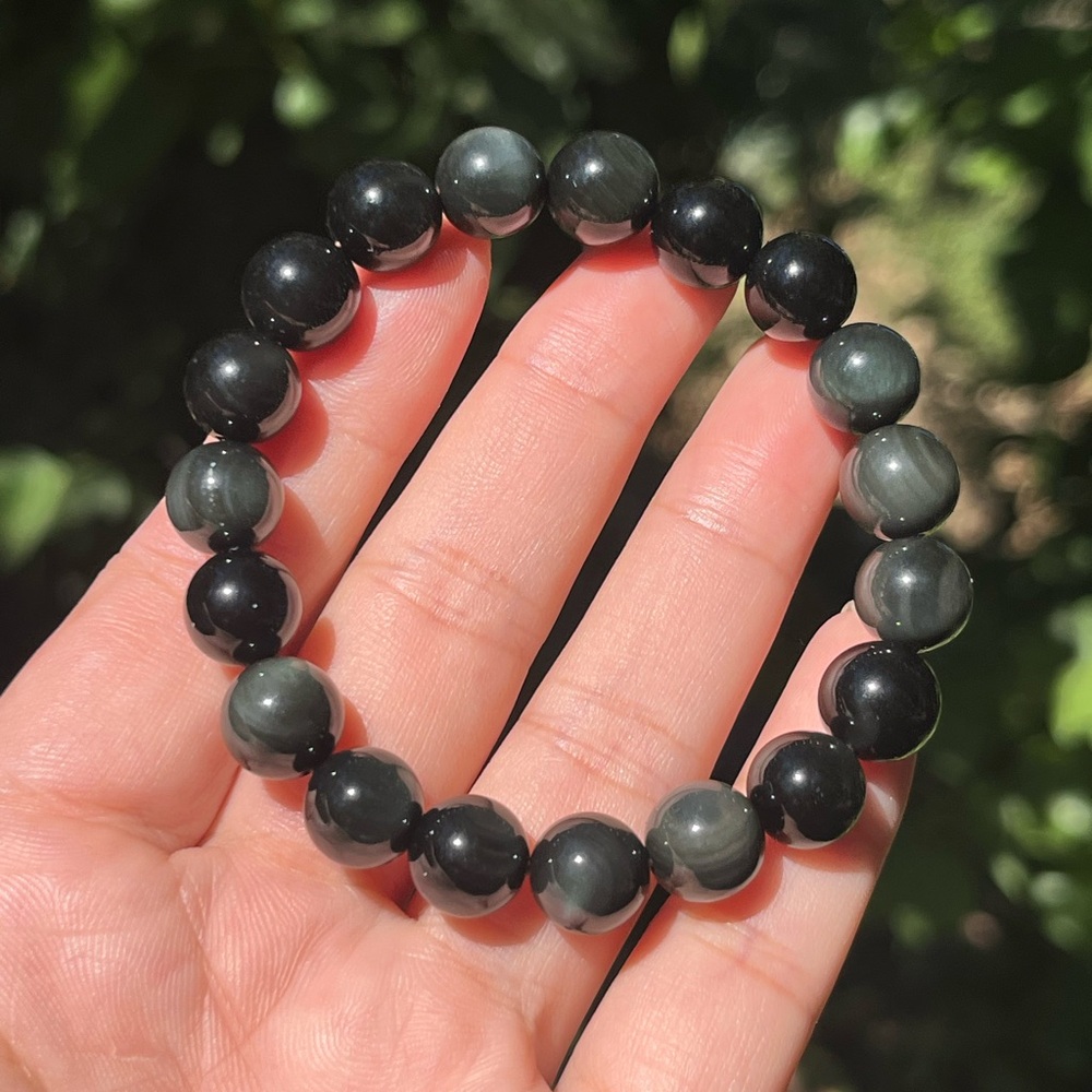 10mm stretchable rainbow obsidian bracelet